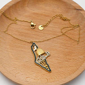 Collar de Moda con Colgante de Acero Inoxidable con Mapa de Palestina 2026, Mezquita, Zirconia, Islámico, Musulmán, Árabe, Joyería Nueva para Mujer, Venta al por Mayor - Product Image 2