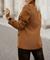 Nouvelle Collection Automne Hiver Tempérament Élégant Quotidien Commutation Couleur Unie Manches À Volants Conception Femmes Costume D'affaires Veste