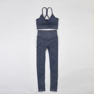 Pantalones deportivos acanalados para <span class=keywords><strong>mujer</strong></span>, <span class=keywords><strong>camiseta</strong></span> <span class=keywords><strong>interior</strong></span> deportiva, conjunto de pantalones de <span class=keywords><strong>ciclismo</strong></span>, ropa deportiva para <span class=keywords><strong>mujer</strong></span>, ropa de Yoga - Product Image 1