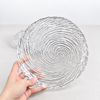 Assiettes en verre texturé transparent en spirale, irrégulières et rondes, pour desserts et fruits, en 2 tailles, vente en gros
