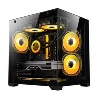 Toptan Oyun Bilgisayarı Kasası Mid Tower Masaüstü Kasa Temperli Cam Çoklu Fan Pozisyonları ATX MATX PC Ana Bilgisayar Aksesuarı