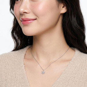 Top Quality Fine Jewelry Wholesale Snowflake Design <b>Pendant</b> 18K <b>Solid</b> White <b>Gold</b> Natural Diamond Necklace For Women Daily Wear - Product Image 5