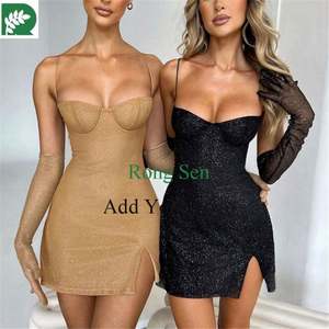 <span class=keywords><strong>Fonds</strong></span> Sexy ceinture <span class=keywords><strong>de</strong></span> poitrine basse taille serrée taille couleur pure sac fesse robe courte - Product Image 1