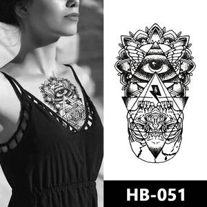 Tatuaje adhesivo sin dolor con diseño de Calavera, <span class=keywords><strong>tatuajes</strong></span> personalizados impermeables de medio brazo y espalda - Product Image 5
