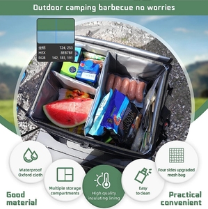 BSCI personalizado grande al aire libre Picnic Camping organizador parrilla barbacoa <span class=keywords><strong>Caddy</strong></span> aislamiento bolsas enfriadoras con toallero de papel Picnic Cad - Product Image 5