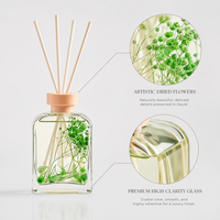 Accessoires de parfum d'ambiance : Ensembles diffuseurs à bâtonnets floraux 100 ml, diffuseur d'huiles parfumées avec bâtonnets pour la décoration d'étagères de salle de bain