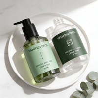 Botol Kaca Pompa Sabun Cair 16 Oz Besar 500ml, Kosong, Hijau, Model Bahu Miring Bulat, untuk Sampo, Gel, Lotion