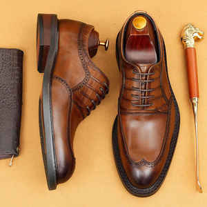 Chaussures de bureau décontractées britanniques de luxe, très tendance, pour hommes, en cuir véritable. - Product Image 3