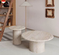 Brothers Stone Table d'appoint ronde en travertin en marbre populaire Table basse ronde en travertin naturel de luxe Table d'appoint de lit