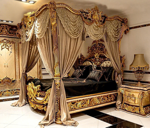 Luxurious King Size Canopy Bed and Bedroom Furniture Handcrafted Solid Wood Four Poster Bed with Nightstands For Luxury <b>USA</b> Home - Product Image 6