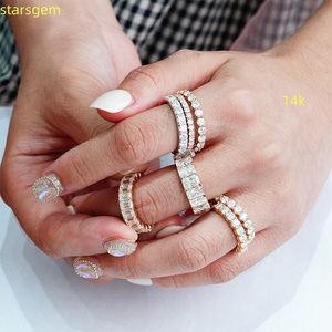 Def Moissanite Chính Đá 14K Màu Trắng Và Màu Vàng Tinh Khiết Vàng Đám Cưới Màu Sắc Cổ Điển Engagement Eternity Nhẫn Bán Trong Kho - Product Image 1