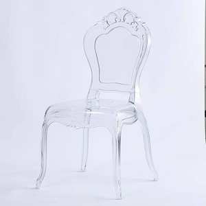 Stackable Transparent Acrylic <b>Plastic</b> Resin Pc Royal <b>Clear</b> Crown Backrest Banquet <b>Chair</b> for Wedding Event - Product Image 5