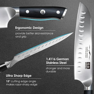 <span class=keywords><strong>SHAN</strong></span> <span class=keywords><strong>ZU</strong></span> CLASSIC Series Couteaux <span class=keywords><strong>Santoku</strong></span> professionnels allemands en acier inoxydable <span class=keywords><strong>Couteau</strong></span> de cuisine de 7 pouces <span class=keywords><strong>Couteau</strong></span> <span class=keywords><strong>Santoku</strong></span> ultra tranchant - Product Image 2