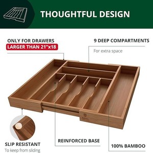 Organizador de cajones de bambú Royal Craft Wood, se extiende de 13 a 19.6 pulgadas para almacenamiento en la cocina - Product Image 4
