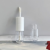Tube de brillant à lèvres en plastique à double embout, flacon plat 4 ml, contenant vide, fournitures d'emballage cosmétique personnalisées, gloss à lèvres