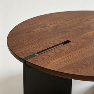 Modern Round Nesting Coffee <b>Table</b> Set of 2, <b>Walnut</b> Wood Side <b>Table</b> with Black Legs for Living Room - Product Image 5