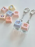 Porte-clés mécanique personnalisé avec lumière LED, porte-clés de clavier de dessin animé, porte-clés de clavier à clic, bouton anti-stress, jouets de décompression