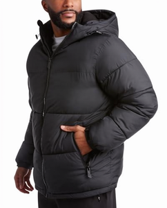 Custom Casual Men's Winter Hooded Stand Collar Zipper Closure <b>Waterproof</b> Puffer <b>Jacket</b> with 100% Nylon Filling Wholesale Custom - Product Image 1