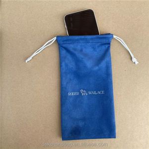 Emballages personnalisés pour l'électronique grand public avec logo imprimé, petits sacs à cordon en velours bleu - Product Image 5