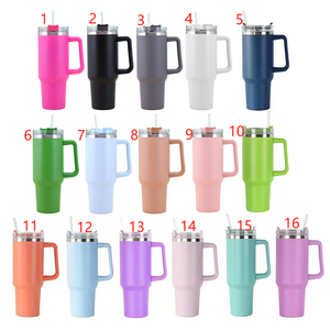Commercio all'ingrosso a doppia parete in acciaio inox sottovuoto Coffee Mug Car Cup avventura 40oz Stan Cup Tumbler con manico e paglia - Product Image 5