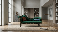Chaise longue classique en cuir antique, sculptée à la main, en bois massif, capitonnée, style provincial français, mobilier de luxe pour villa