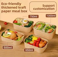 Boîte à lunch jetable Huifang Hebei en papier kraft recyclable, micro-ondable, moderne, carrée/rectangulaire, pour emporter, restauration rapide, écologique