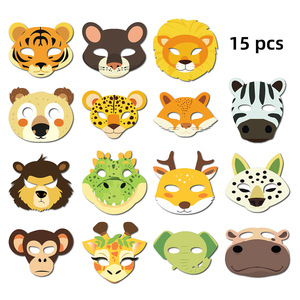 HLC 15 PC หน้ากากการ์ตูนสัตว์ป่า, หน้ากากกระดาษรูปสัตว์สำหรับงานวันเกิดเด็ก อุปกรณ์กิจกรรมพ่อแม่ลูก และงานปาร์ตี้ครอบครัว - Product Image 1