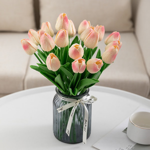 Tulipanes Artificiales de Látex, Tallos de Tulipán de Tacto Real, Ramos de Flores Artificiales Color Naranja - Product Image 6
