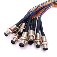 Connecteur circulaire M8 étanche IP67 mâle 3/4/6/8 broches, borne à souder, contacts en laiton plaqué or, faisceau de fils de 15 cm EG-M8