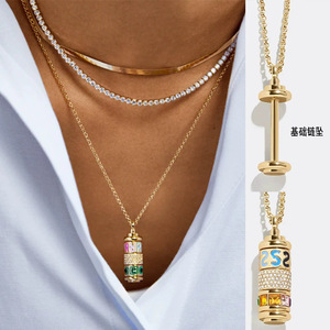 Colgante de Cobre Chapado en Oro con Cuentas <span class=keywords><strong>y</strong></span> Letras Iniciales A-Z de las Doce Constelaciones, Diseño Trébol, Personalizado <span class=keywords><strong>y</strong></span> Moderno para Mujer - Product Image 2