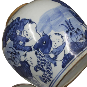 Temple Jars Blue and White Porcelain Mason Jars para la venta Antiguo antiguo azul y blanco porcelana figura cubierta tarro - Product Image 4