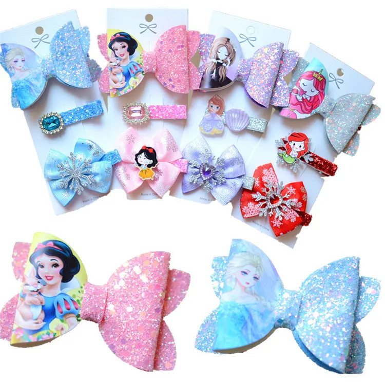 Free Shipping children's glitter princess hair bows little girl baby hair clip baby accessories