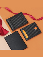 Dompet Klip Uang Serat Karbon Baru Ultra Tipis Anti RFID Tempat Kartu Desain Merek Kustom Dompet Kartu Saku Depan