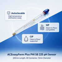 Électrode pH pour bioréacteur, capteur de pH à double jonction avec barrière d'ions argent, réponse rapide, fermentation, personnalisable OEM ODM