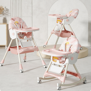 Meja Anak Portabel Kursi Makan Lipat Tinggi Dapat Disesuaikan Kursi Makan Bayi 3 in 1 Dengan Roda - Product Image 5