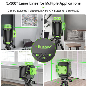 Nivel Láser <span class=keywords><strong>Huepar</strong></span> <span class=keywords><strong>S03CG</strong></span>-L de 360 Grados, Haz Verde 3D, Líneas Cruzadas Horizontales y Verticales Giratorias - Product Image 5