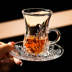 Ensemble créatif de tasses et soucoupes à café turc, tasse à thé en verre de style européen, petite tasse à boisson chaude pour la maison et les cafés - Product Image 3