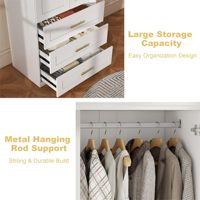 Armoire moderne en bois blanc avec 9 tiroirs et portes hautes 75" H x 95" L, armoire de rangement écologique pour chambre à coucher