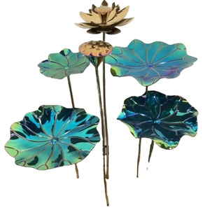 Œuvres d'art en métal sculpté en forme de lotus, fleur artificielle en métal pour la décoration de bassin - Product Image 2