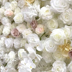 Popular 3D persiana enrollable celebración telón de fondo pared blanca pluma de avestruz <span class=keywords><strong>flor</strong></span> pared telón de fondo decoración de <span class=keywords><strong>la</strong></span> boda - Product Image 3