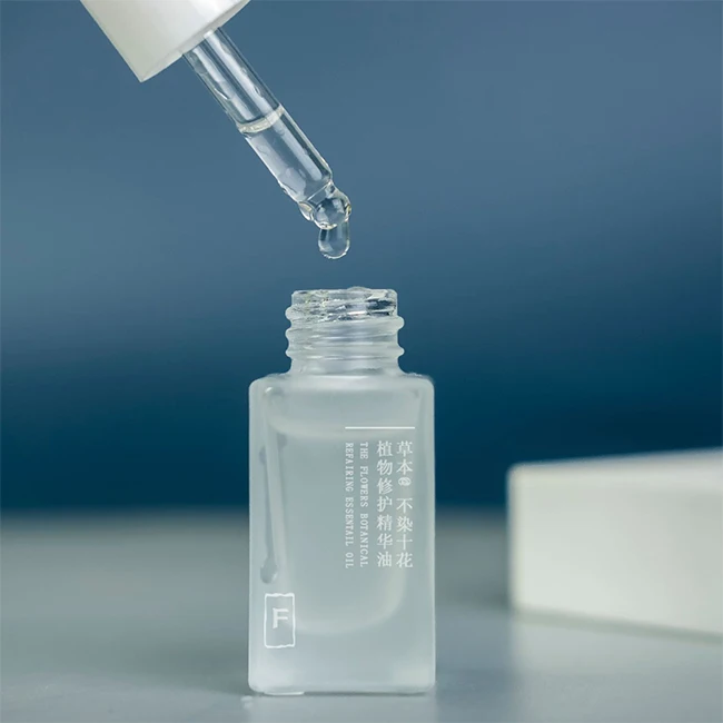 Wholesale Price 10ml 15ml Transparent Square  Cosmetics Glass Bottle With Dropper