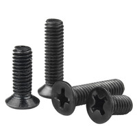 Vis Phillips M2/M2.5/M3/M4*3/4/5/6/8/10/12/16/20/30mm à tête plate/œillet, vis métrique filetée pour machine, finition noire