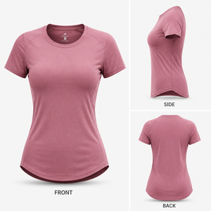 T-shirt de sport pour femme, coupe active, séchage rapide, respirant, design de logo personnalisé, OEM ODM, haut de fitness à manches courtes - Product Image 2