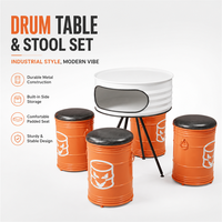 Ensemble de table et de sièges en forme de baril d'huile orange sur mesure pour café, bar, pub, petits espaces commerciaux