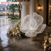 Bunga Poppy Tulle Raksasa Putih Buatan Tangan dengan Pinggiran Mutiara, Bunga Artifisial Besar untuk Dekorasi Latar Belakang Pernikahan, Pesta Pertunangan, dan Dekorasi Suasana