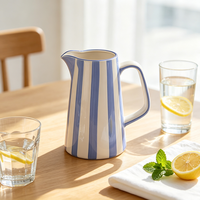 Pichet Citrouille en Céramique à Rayures Couleurs Personnalisées, Grès Classique Peint à la Main, 750 ml, Écologique, Coffret Cadeau, Vaisselle Décorative