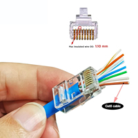 Venta al por mayor chapado en oro RJ11 RJ 45 Conector Pin UTP Cat 5E Cat6 Ethernet 8P8C LAN Cable Red RJ45 Conector de enchufe