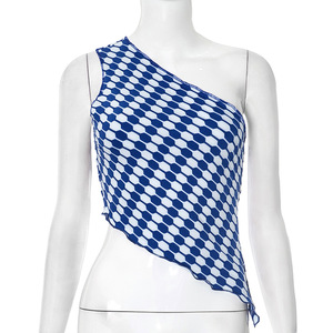 8417 Spring and Summer Diagonal <b>Cross</b> Pullover Irregular Small Rolled Sort Tsrt <b>Top</b> - Product Image 6