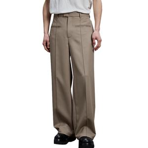 Pantalones de Traje Casuales de Sarga de Alta Calidad para Hombre al por Mayor, Pantalones de Vestir Clásicos Plisados para Hombre con Pliegue Central y Costuras Superiores - Product Image 2