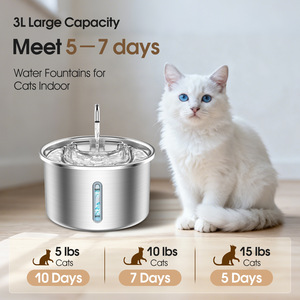 Fontaine à eau pour animaux de compagnie en acier inoxydable 304, distributeur d'eau électrique pour chat et chien avec fonction d'eau courante - Product Image 3